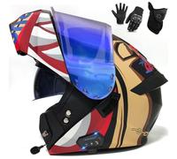 Motorcycle Motorbike Bluetooth Modular Helmet, ECE 2206 Approved Dual Visor Full Face Flip Up Bluetooth Integrated Motorcycle Helmets Unisex Adult Racing Touring Cruising Bike Wear 3,M/(57~58cm)