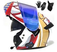Motorcycle Motorbike Bluetooth Modular Helmet, ECE 2206 Approved Dual Visor Full Face Flip Up Bluetooth Integrated Motorcycle Helmets Unisex Adult Racing Touring Cruising Bike Wear 4,XL/(61~62cm)