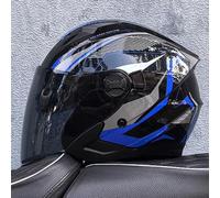 Motorcycle Motorbike Helmet Stylish Helme Open Face Adult Helmet with Double Visor ECE certification ABS Locomotive Half Helmet for Electric Vehicle Motorcycle A2,M55-56