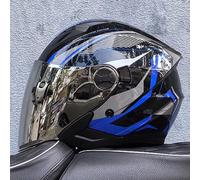 Motorcycle Motorbike Helmet Stylish Helme Open Face Adult Helmet with Double Visor ECE certification ABS Locomotive Half Helmet for Electric Vehicle Motorcycle A,XL59-60