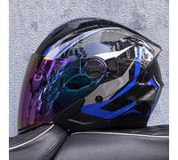 Motorcycle Motorbike Helmet Stylish Helme Open Face Adult Helmet with Double Visor ECE certification ABS Locomotive Half Helmet for Electric Vehicle Motorcycle A1,L57-58