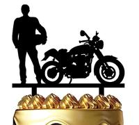 Motorcycle Motorbike Rider Racing Theme Party Supplies - Cool Biker Happy Birthday Cake Topper for Motorbike Theme Party