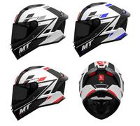 Motorcycle Motorbike Scooter mt Stinger 2 Zivze Full Face Helmets - Men Women Sports Racing Touring Rider Bike Safety ECE 22.06 Approved Crash Helmet (Gloss Black White Blue,L)