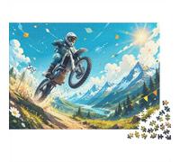 Motorcycle Mountain Sun 1000 Piece Mini Jigsaw Puzzle For Adults Gift Idea | 70x50cm Cardboard Puzzle Lovers Family Bonding Puzzle Game Birthday Gift Home Decor