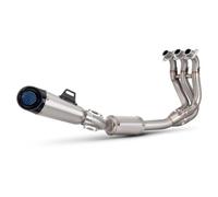 Motorcycle Muffler Compatible With Triumph For Trident 660 2021-2024 Motorcycle Exhaust Full Front Link Pipe Three Layer Carbon Head Muffler Slip On Kit(B)