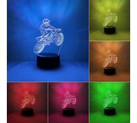 Motorcycle Night Light, Children's 3D Dirt Bike Lamp, Touch Sensitive Smart 7 Colour Led Table Lamp, Birthday Holidays Present, Plug in Night Light for Kids