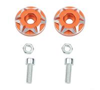 Motorcycle Number Plate Screws 6mm Aluminium Alloy Bolt Covers - Anodized Anti Rust Fixing Kit for Bike Registration Plates - 2PCS Blue(orange)