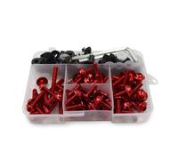 Motorcycle Nuts and Bolts Compatible With Motorcycle Full Fairing Bolts Fasteners Kit Motorcycle Aluminum M5 M6 Bodywork Screws Nut Set Accessories 195PCS(Red)
