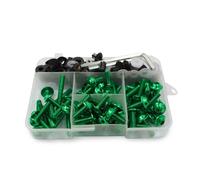 Motorcycle Nuts and Bolts Compatible With Motorcycle Full Fairing Bolts Fasteners Kit Motorcycle Aluminum M5 M6 Bodywork Screws Nut Set Accessories 195PCS(Green)
