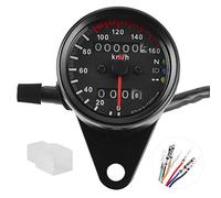 Motorcycle Odometer Speedometer Tachometer Retro Style High Accuracy 12V LED Display Lightweight Portable Easy Install for Motorcycle Bike Black Plastic Metal