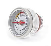 Motorcycle Oil Temperature Gauge, Motorcycle Engine Oil Cap Tanks Temperature Gauge with Clear 0-200℃ Display Modification Accessories Parts(Silver M20*1.5)