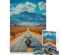 Motorcycle on A Desert Road Jigsaw for Teenagers 1000 Pieces Calm Daily Fine Cut Joyful Challenge (50x75cm)