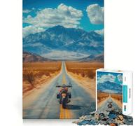 Motorcycle on A Desert Road Jigsaw for Teenagers 1000 Pieces Calm Daily Fine Cut Joyful Challenge (50x75cm)