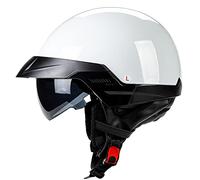 Motorcycle Open Face Helmet DOT ECE Approved Motorbike Moped Scooter Crash Half Helmet with Flip Down Sun Visor Quick Release Jet Pilot Half Shell Helmet for Adult Men and Women White,XL