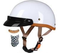 Motorcycle Open Face Helmet, DOT/ECE Certification Helmets Unisex-Adult Motorcycle Helmet with Brim Adjustable Size Half Face Skull Cap for Bike Cruiser Chopper Moped 7,XL