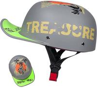 Motorcycle Open-Face Helmet ECE 22.06 Approved Half Helmet German Style Skull Cap Helmet Motorbike Cruiser Scooter Cool Helmet for Men and Women Baseball Cap Helmet 3,XL/(61~62cm)