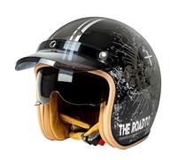 Motorcycle Open Face Helmet German Style Vintage Motorbike Jet Helmets with Sun Visor Retro 3/4 Open Face Design DOTECE Approved Crash Jet Helmet for Men Women Road Legal X,XL:61-62CM