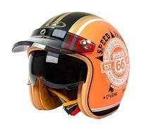 Motorcycle Open Face Helmet German Style Vintage Motorbike Jet Helmets with Sun Visor Retro 3/4 Open Face Design DOTECE Approved Crash Jet Helmet for Men Women Road Legal K,M:57-58CM