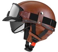 Motorcycle Open Face Helmet, Retro German Style Half Helmets, Moped Helmet with Goggles, Skull Cap Helmets Men Women Motocross Helmets Approved DOT, for Cruiser Scooter Chopper 6,XL=61-62cm
