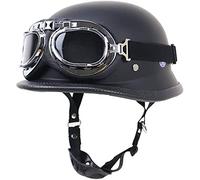 Motorcycle Open Helmet -ECE Approved Summer Handmade Vintage Personality Motorcycle Helmet + Sunglasses, German Style Half Helmet Motorcycle Cruiser Scooter Cool Helmet A,XXL