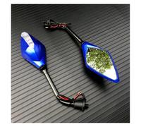Motorcycle Outer Mirror 2Pcs/Pair Motorcycle LED Turn Signals Rearview Mirror Scooter E-Bike Back Side Convex 10mm(Blue)