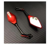Motorcycle Outer Mirror 2Pcs/Pair Motorcycle LED Turn Signals Rearview Mirror Scooter E-Bike Back Side Convex 10mm(Red)