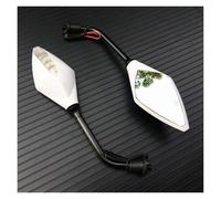 Motorcycle Outer Mirror 2Pcs/Pair Motorcycle LED Turn Signals Rearview Mirror Scooter E-Bike Back Side Convex 10mm(WHITE)