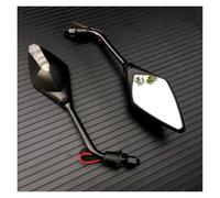 Motorcycle Outer Mirror 2Pcs/Pair Motorcycle LED Turn Signals Rearview Mirror Scooter E-Bike Back Side Convex 10mm(Black)