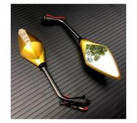 Motorcycle Outer Mirror 2Pcs/Pair Motorcycle LED Turn Signals Rearview Mirror Scooter E-Bike Back Side Convex 10mm(Gold)