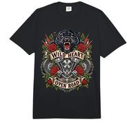 Motorcycle Panther Wild Heart Biker Quote Open Road Comfort Colors Adult Heavyweight T-Shirt