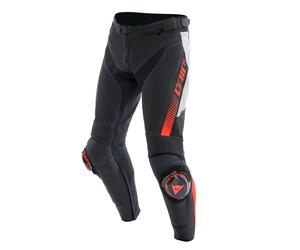 Motorcycle Pants Pelle Man Dainese SUPER SPEED Perforated Black/White/Red-Fluo
