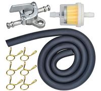 Motorcycle petrol Filter, Universal Motorcycle Inline Fuel Filter Kit with Black Petrol Oil Pipe, Tubing Clips, Fuel Tap