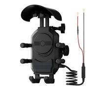 Motorcycle Phone Holder 15W Wireless Charging A C Port Rechargeable Anti Shake Rain Sun 360 Rotation Design for Electric Bicycle Scooter