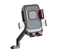Motorcycle Phone Holder 360 Degree Rotation Shockproof Mount For Handlebar Rearview Mirror Navigation Bracket Black Red Alloy Abs(Rrearview mirror)
