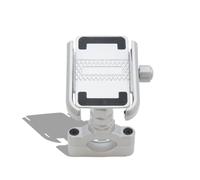 Motorcycle Phone Holder Aluminium Handlebar Mount 4-7" Silver | Aluminium handlebar phone holder for 4-7" phones. Firm clamp, multi-angle adjustment, lightweight. Fits bikes & scooters