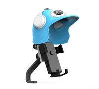 Motorcycle Phone Holder Waterproof ABS Mount with Sunshade Cap, Anti-Vibration Adjustable Handlebar and Mirror Bracket for Secure -Hand Operation Outdoor Riding Accessory, Blue(Blue mirror mount)