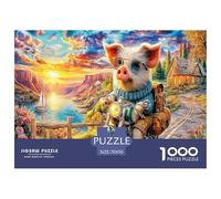 Motorcycle Piglet 1000 Piece Jigsaws for Adults Impossible Birthday Gifts for Women And Man Challenge High Difficulty Master Level 70x50cm/1000pcs