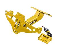 Motorcycle Plate Holder For KYMCO Xciting 250 300 400 AK550 CT250 CT300 S400 Motorcycle Rear Tail Tidy License Plate Holder Bracket LED Light(Gold)
