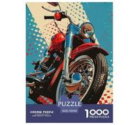 Motorcycle Puzzle 1000 Piece Pop Art Dot Painting Jigsaw Puzzles Challenging Game with Extra Fun 100% Recycled Cardboard Home Decoration 70x50cm/1000pcs