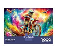 Motorcycle Puzzles for Adults Kids, Biker in Galaxy Extra-Thick Cardboard, Ultra Difficult Puzzle, After-School Puzzle Activity, Great Gift Idea 70x50cm/1000pcs