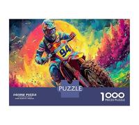 Motorcycle Puzzles Great Gift Home Decoration 1000 Pieces Cool Cycling Competition Jigsaw Puzzle Challenging Games for Adults & Kids Age 12 Years Up 52x38cm/1000pcs