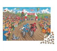 Motorcycle Race Crowd Track 1000pcs Mini Puzzle For Family Challenging | 52x38cm Cardboard Living Room Decor Durable Structure Birthday Gift Brain Training