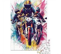 Motorcycle Racing 1000 Piece Jigsaw Puzzle Paper for Adults Colorful Graffiti Style Focus Relax Home Decor Gift Family Fun 52x38cm/1000pcs