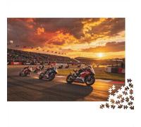 Motorcycle Racing Jigsaw Puzzle 1000 Piece Recyclable Material Moto Grid Puzzles for Elderly Relieve Senile Dementia Fun Activity Great Gift Idea 52x38cm/1000pcs