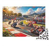 Motorcycle Racing Jigsaw Puzzles 1000 Pieces Recyclable Material Grand Prix Senior Puzzles Educational Game Decompression Parent Child Game Props 70x50cm/1000pcs