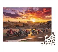 Motorcycle Racing Puzzle for Adults 1000Pc Recyclable Paper Rome Moto Grid Jigsaw Puzzles Educational Game Challenge Ideal for Family And Friends Gifts 52x38cm/1000pcs