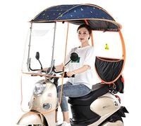 Motorcycle Rain Cover, Universal Electric Cycling Bike Sunshade Rain Cover-Waterproof Battery Car Canopy Umbrella, with PVC Windshield
