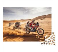 Motorcycle Rally Race Jigsaw Puzzles 1000 Piece Recyclable Desert Track Puzzle for Elderly Educational Game Decompression Ideal for Holiday Blessings Gift 52x38cm/1000pcs
