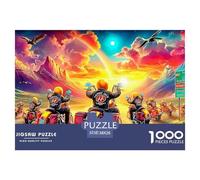 Motorcycle Rally Thousand Piece Riders Sunset Vibrant Group Scenecardboard Jigsaw Puzzle Travel Thick Pieces No Burrs Lightweight Travel Friendly Easy 38x26cm/1000pcs