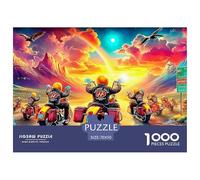 Motorcycle Rally Thousand Pieces Riders Sunset Vibrant Group Scenecardboard Puzzle for Teens Sturdy No Burrs Easy to Assemble Gift Birthday Gift Stress Relief 70x50cm/1000pcs